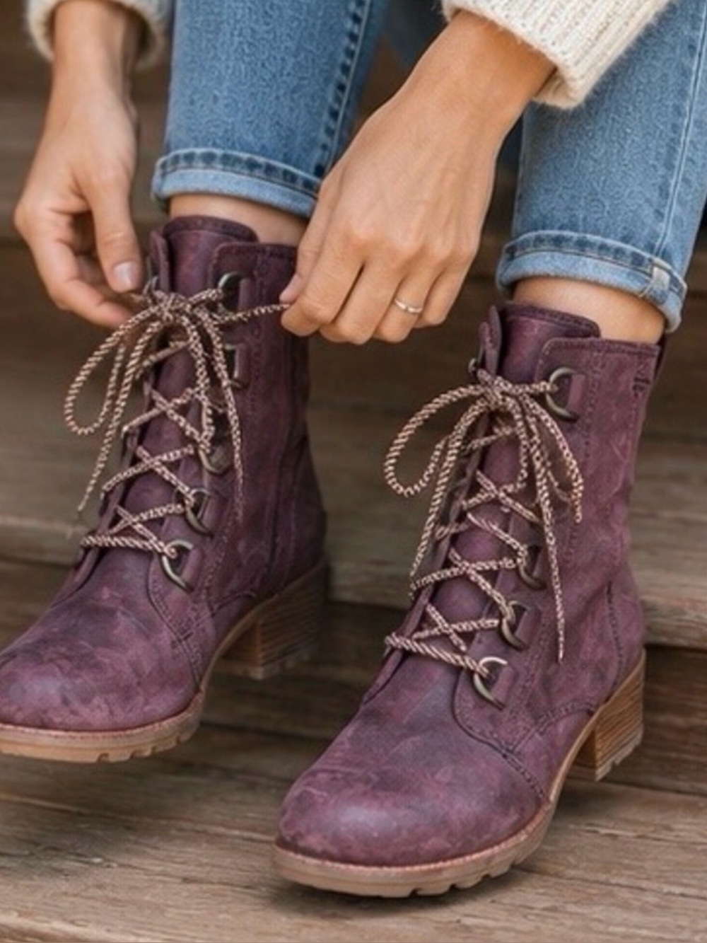 Sorel Women's Plum Lace-Up Combat Booties